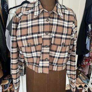 Good American flannel Plaid Cropped Jacket size 1 (medium)